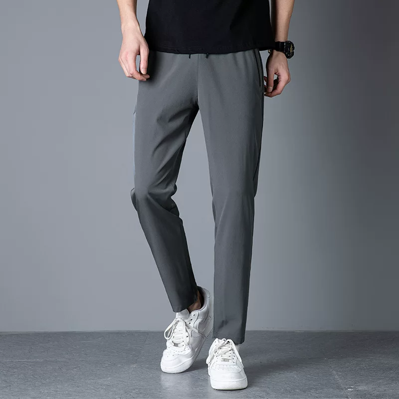 Мужские летние эластичные повседневные брюки, костюм в тренде, свободный прямой крой