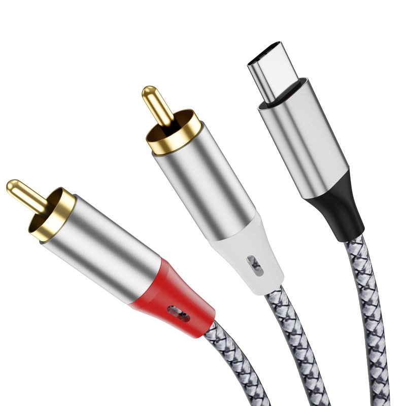 type-c one minute two turn RCA audio cable usb c turn double Lotus audio cable audio computer mobile phone cable