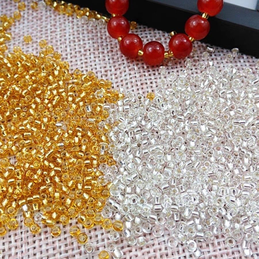 保色金色散珠银色小米珠手缝DIY材料配件串珠手链隔珠流苏玻璃珠