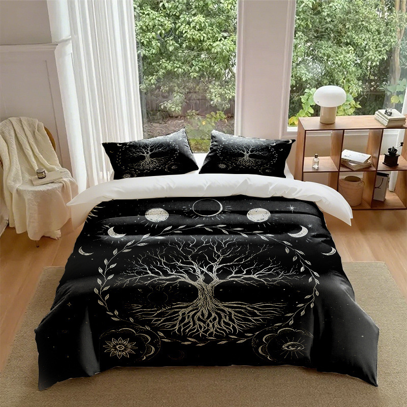TEMU / JIT transfronterizo para brillante árbol de vida polido impresión digital kit de edredón textil para el hogar