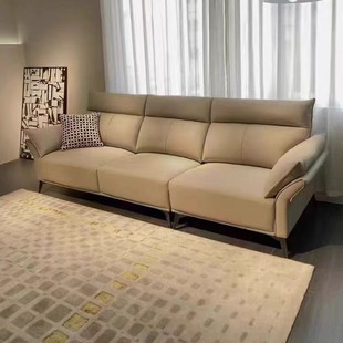 Italian Minimalist Fabric Sofa Living Room No-Wash Technology Cloth Cat Scratch Leather Sofa Small Apartment Straight Sofa