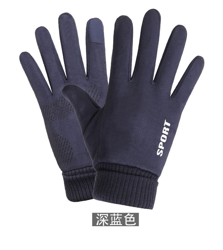 Guantes de gamuza de invierno de los hombres forrado de lana caliente a prueba de viento a prueba de frío antideslizante pareja guantes de pantalla táctil mujeres al por mayor