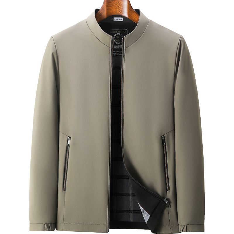 Veste de costume décontractée pour homme, nouvelle collection printemps 2024, col montant, pour papa d'âge moyen_voghion.com