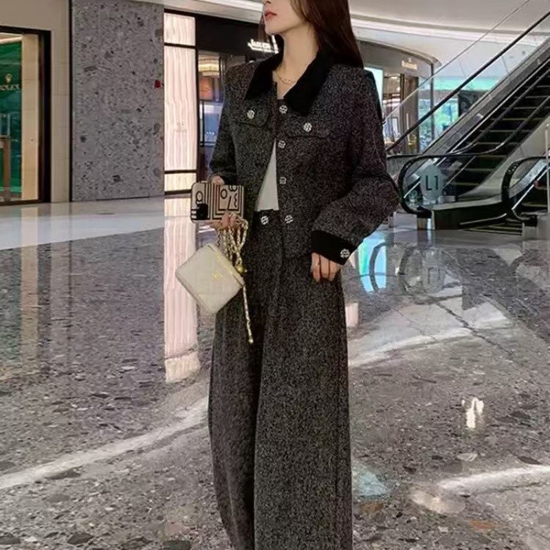 开春穿搭2025套装女感休闲运动减龄小香风上衣阔腿裤两件套|undefined
