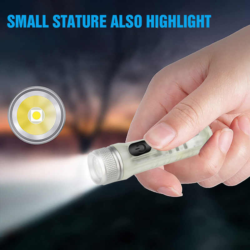 Mini Small Clip Flashlight Strong Light Charging White Red Blue Violet Money Detector Lamp Outdoor Keychain Gift Flashlight