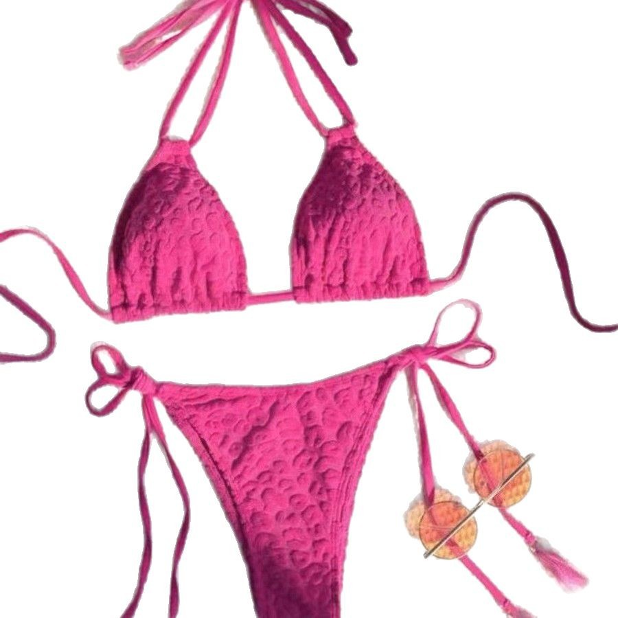 Abbigliamento donna Costume da bagno bikini sexy da donna, due pezzi con spalline incrociate, in poliestere ad asciugatura rapida, copertura modesta, ideale per la spiaggia e la piscina._voghion.com