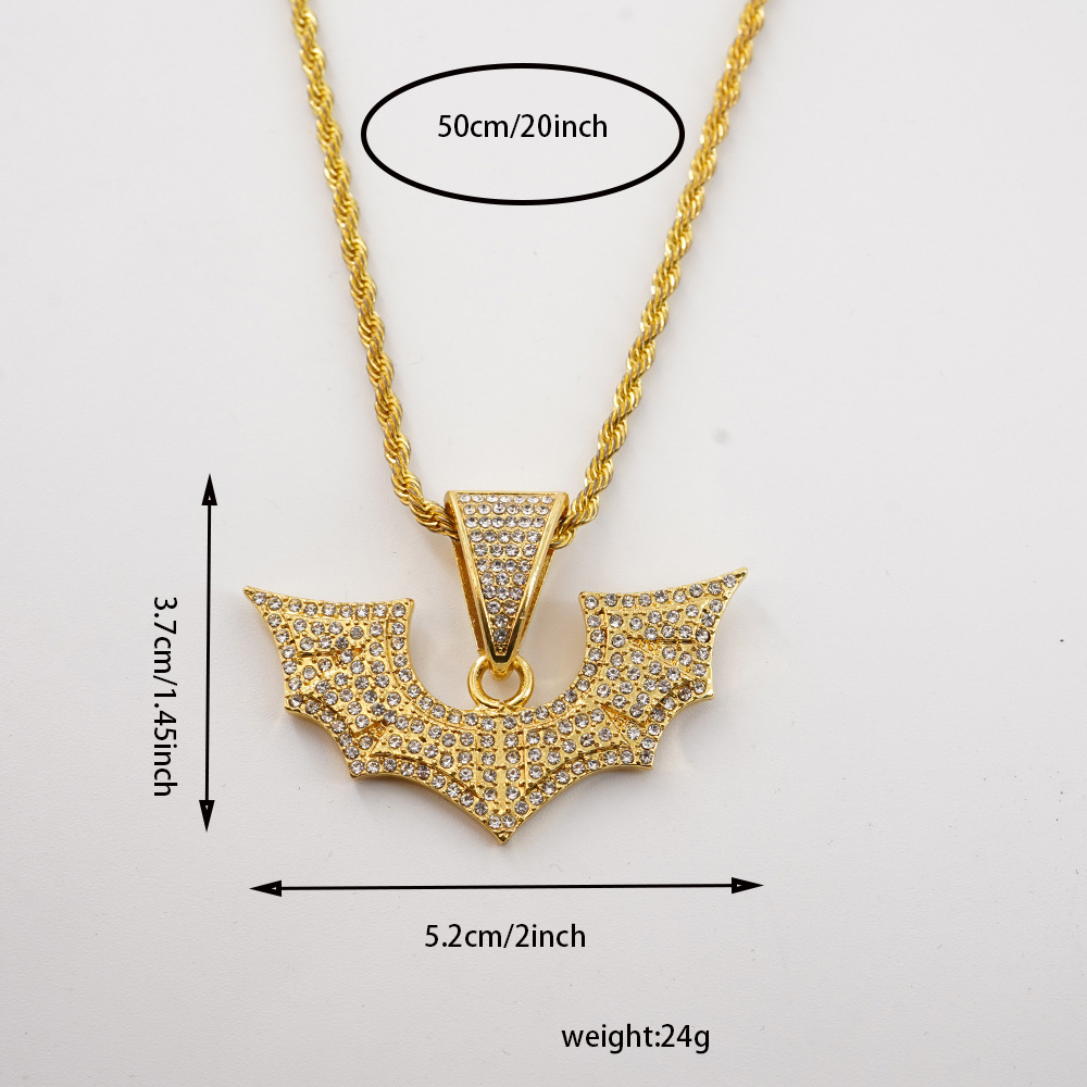 Collar de Moda con Colgante de Murciélago Retro Nuevo Estilo Europeo y Americano, Collar Trenzado de 3 mm, Joyería Moderna, Versátil y con Personalidad