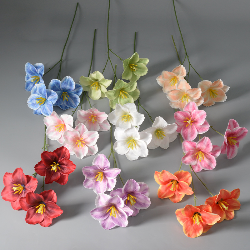 Flores simuladas 3 flores abiertas tulipanas francesas flaps 3 tulipanas bodas decorados decorados disparo de flores