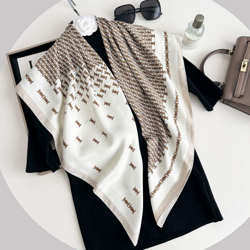Multifunctional Sun Protection Shawl Fashion Designer Print 90 Square Scarf Imitation Silk Twill Versatile Women's Silk Scarf