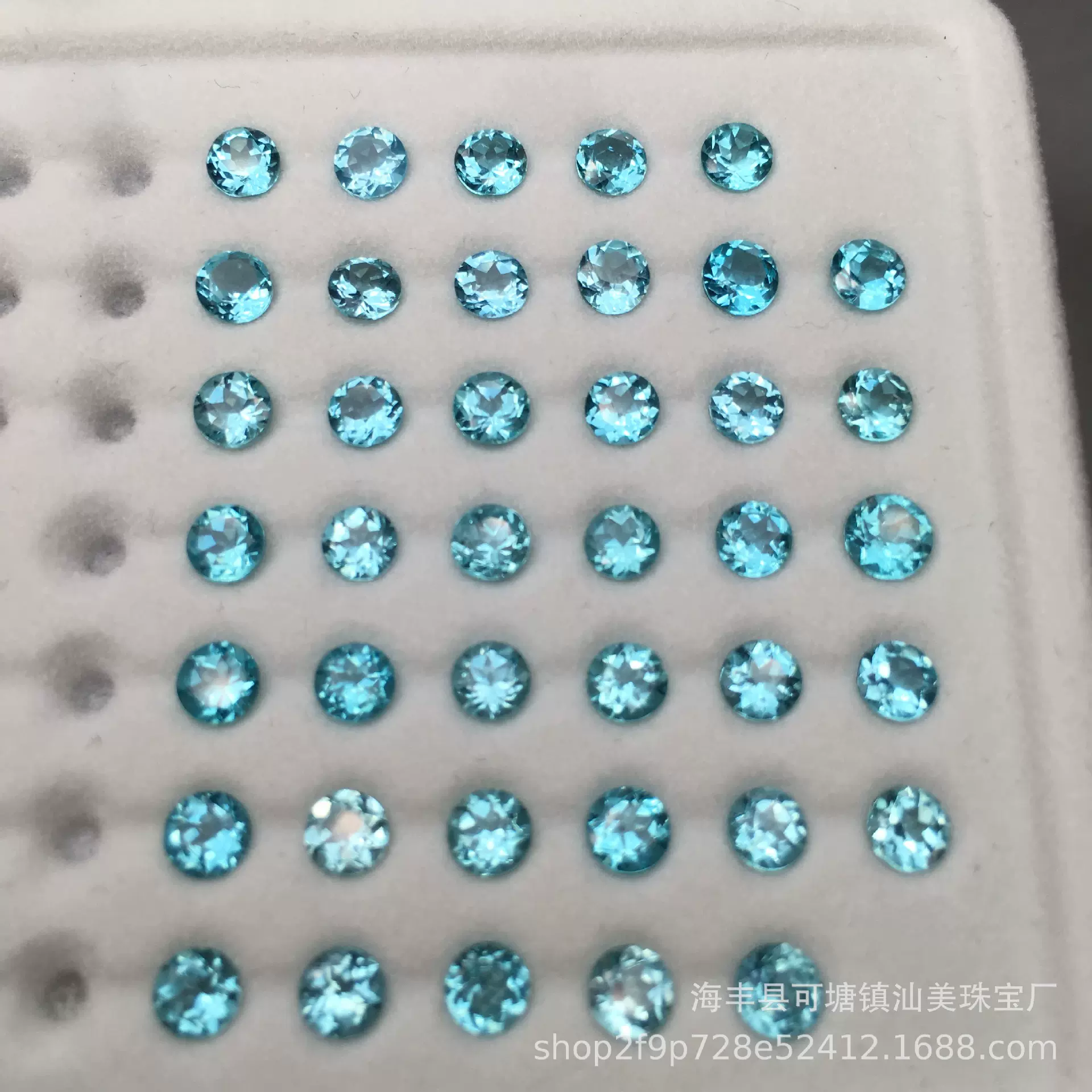 天然磷灰石宝石戒面 圆形4mm 蓝色绿色 磷灰石裸石厂家批发