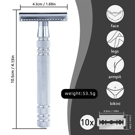 Cross-border Explosions Manual Razor Platinum Double-sided Blade Unisex Shaving Knife Safety Razor Old-fashioned Shaving