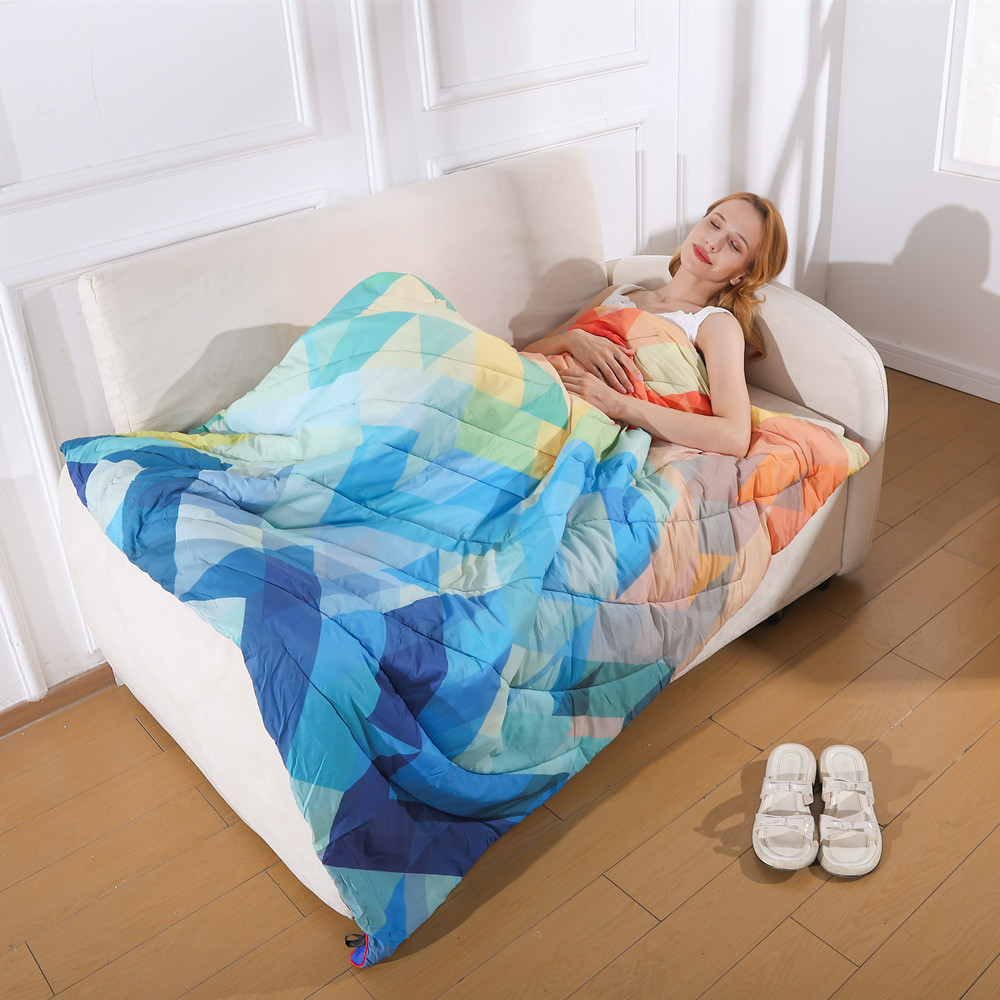 Outdoor Multifunctional Quilted Printed Wearable Cape Shawl Blanket, Home Warming Hiking Camping Blanket_desvips.com