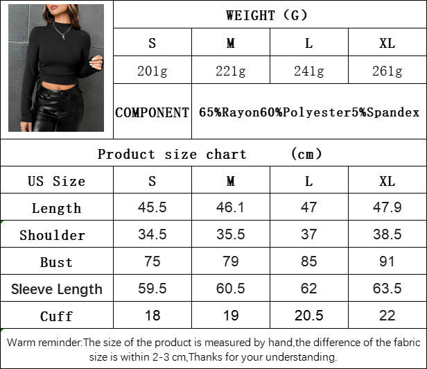 Voya Women's Clothing New Product: Solid Color European And American Fashion Drawstring Round-neck Long-sleeve Cropped T-shirt,_ecoleips.com