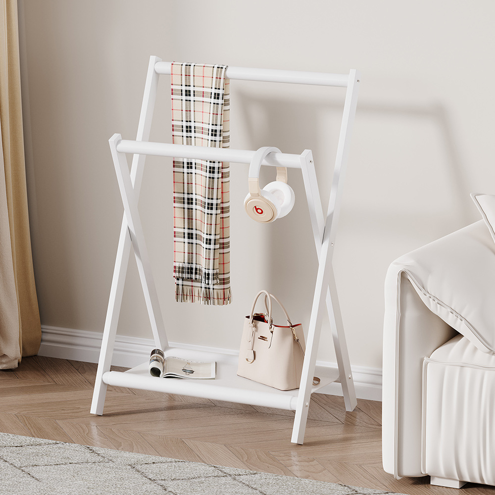 Folding Coat Rack for Home Use, Bedside Clothes Hanger, Floor-Standing Clothes Rack, Bedroom and Bathroom Storage Rack