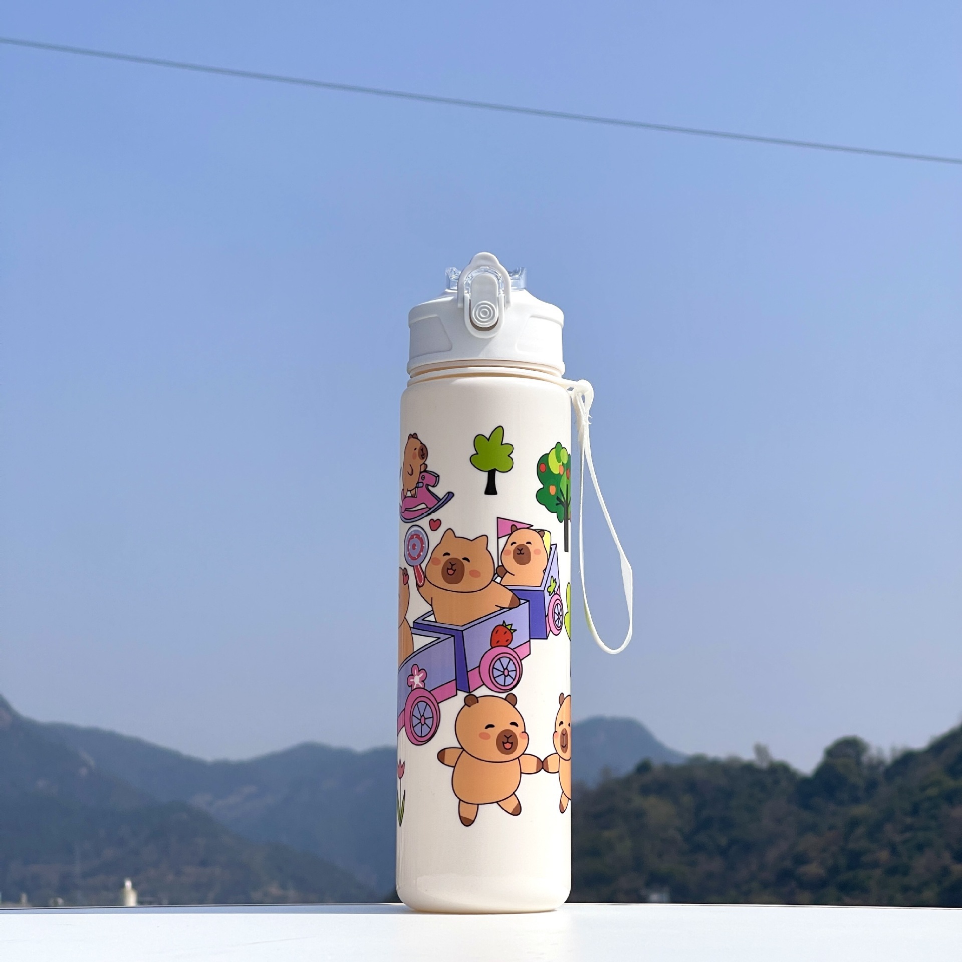 Taza de paja Kapi Barakatong con cierre Taza de mano Taza de plástico para deportes y fitness Taza de agua espacial para hombres y mujeres