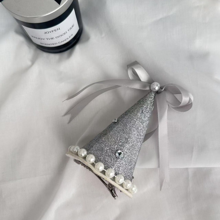 실버 다이아몬드 리본 머리핀