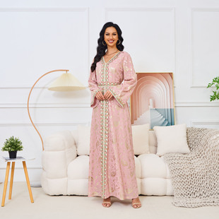 MT069 Middle East abaya bronzing fashion high-end women's elegant temperament slim long Muslim dress