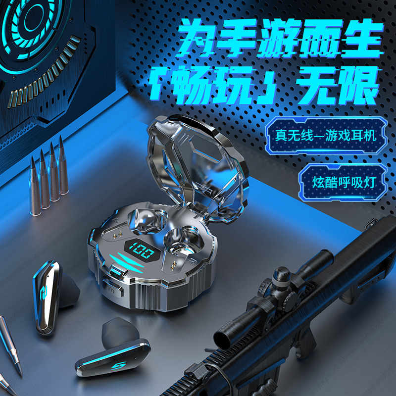 跨境爆款X45无线蓝牙耳机电竞游戏耳机炫酷外观TWS低延迟高清数显