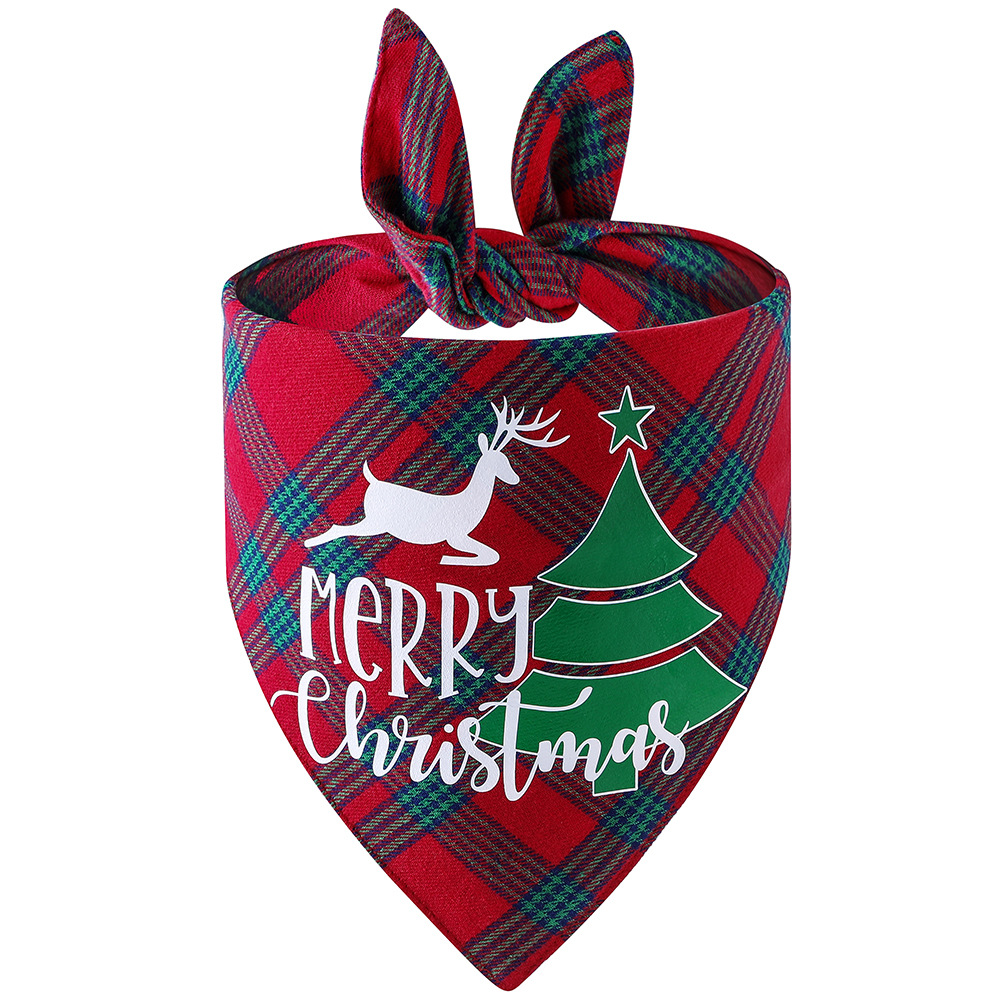 Original transfronterizo nuevo algodón a cuadros mascota triángulo bufanda perro bufanda Navidad mascota saliva toalla mascota bufanda