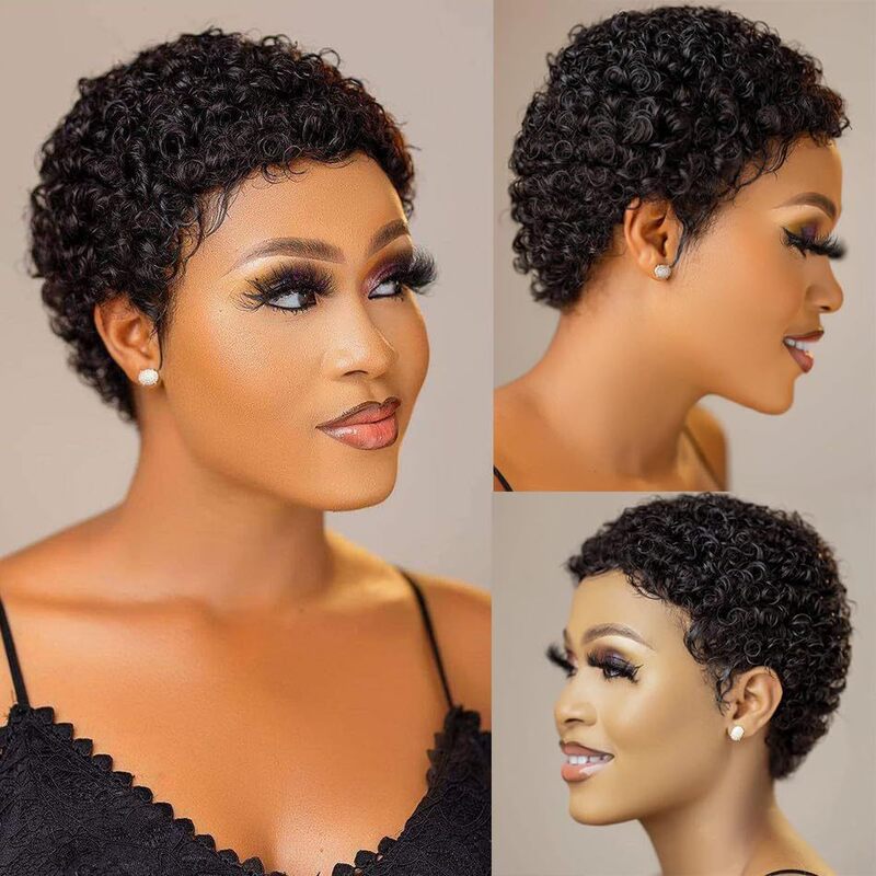 Afro Curly Elf Short Hair Chemical Fiber Wig Black Small Curls Fashion European and American New Headgear Curly Hair