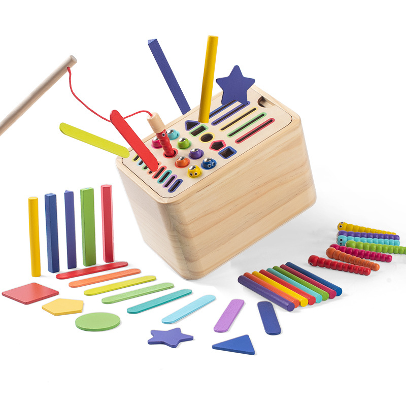 Weiweihu Children's Puzzle Caja de clasificación multifuncional Montessori Educación temprana Palillo de madera Forma Color Caja de monedas Juguetes de madera