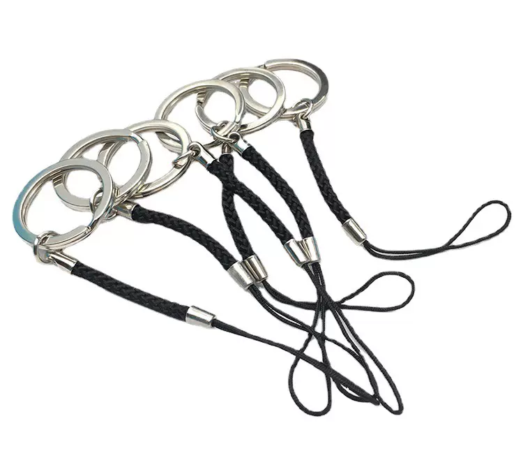 厂家批发diy25mm钥匙圈彩色编织绳玉米绳手机挂绳龙虾扣挂绳挂链