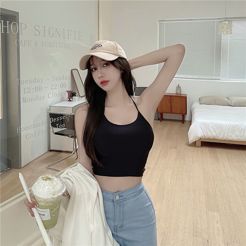 Summer new style halter neck wrap tube top beautiful back base ice silk underwear female student short top camisole bra