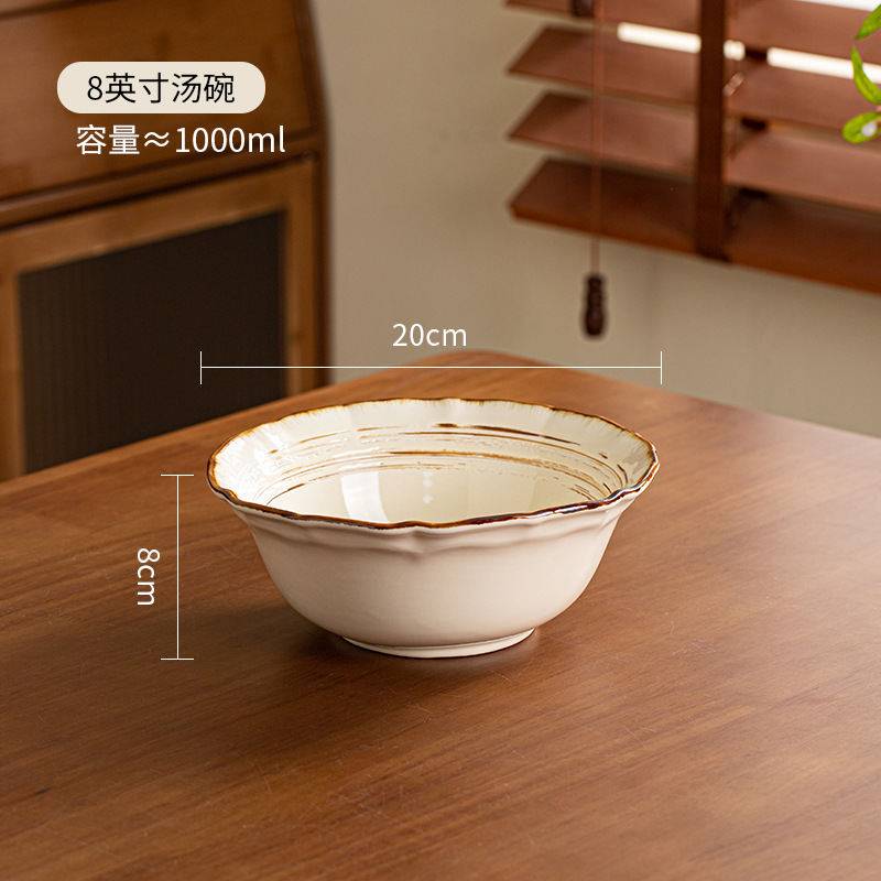 horno retro platos de arroz de cerámica de fideos de cerámica set de platos creativos Jingdezhen