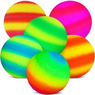 Cross Border 9 Inch Rainbow Dodgeball PVC Inflatable Rainbow Dock Ball Kids Indoor and Outdoor Bouncy Ball Toy