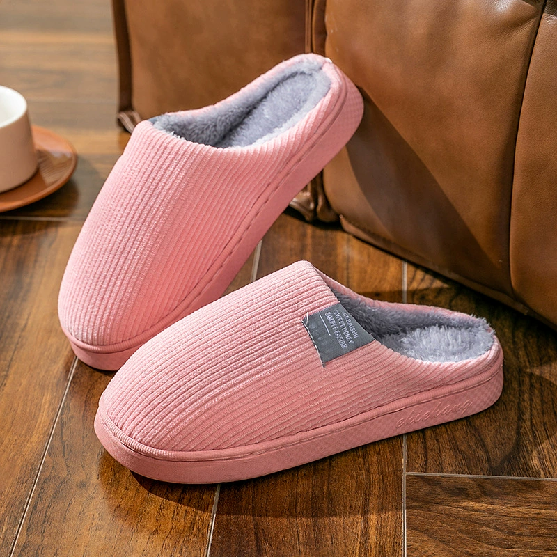 Хлопковые тапочки для домашнего использования весной, осенью и зимой; нескользящие домашние тапочки на толстой подошве для женщин и мужчин, подходящие для пар и для ухода за женщинами в послеродовом периоде, плюшевые зимние тапочки.