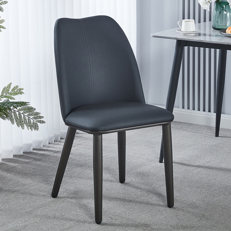 Silla de comedor de estilo italiano para uso doméstico, silla sencilla con respaldo de cuero, estilo nórdico para reuniones, mesa y silla de restaurante de hotel con respaldo alto.