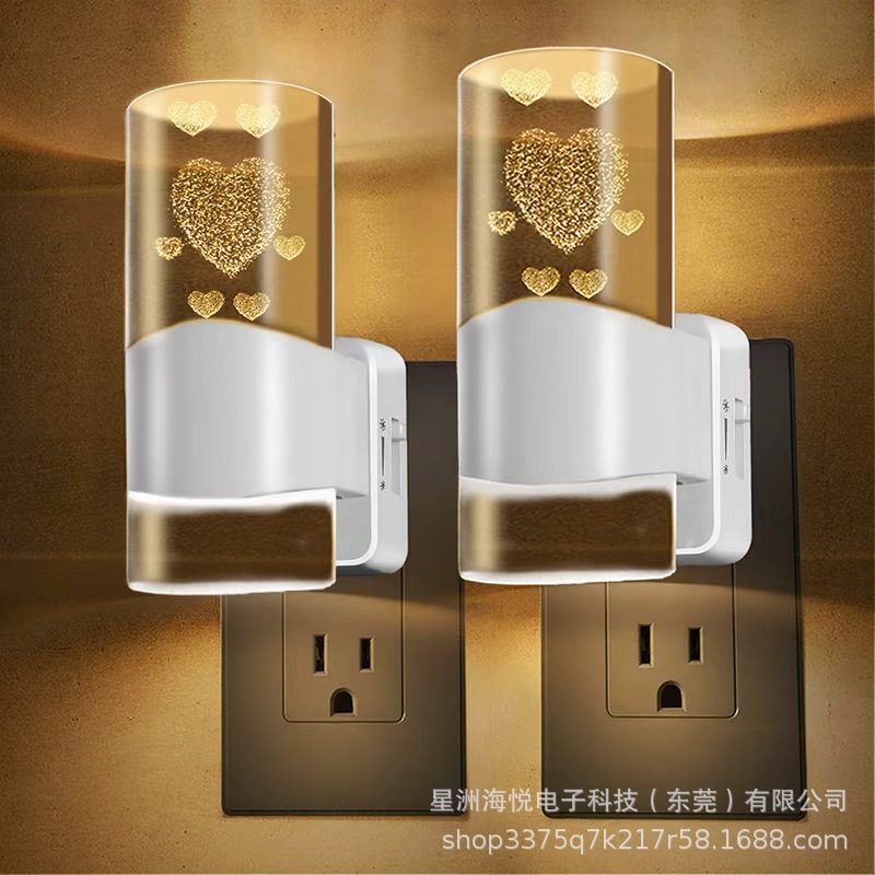 跨境新款爆品LED内雕光控感应灯家用走廊卧室楼梯小夜灯氛围壁灯|undefined