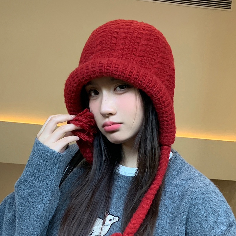 甜美百搭卷檐毛线帽子女秋冬大头围显脸小套头帽户外防寒保暖帽新|undefined