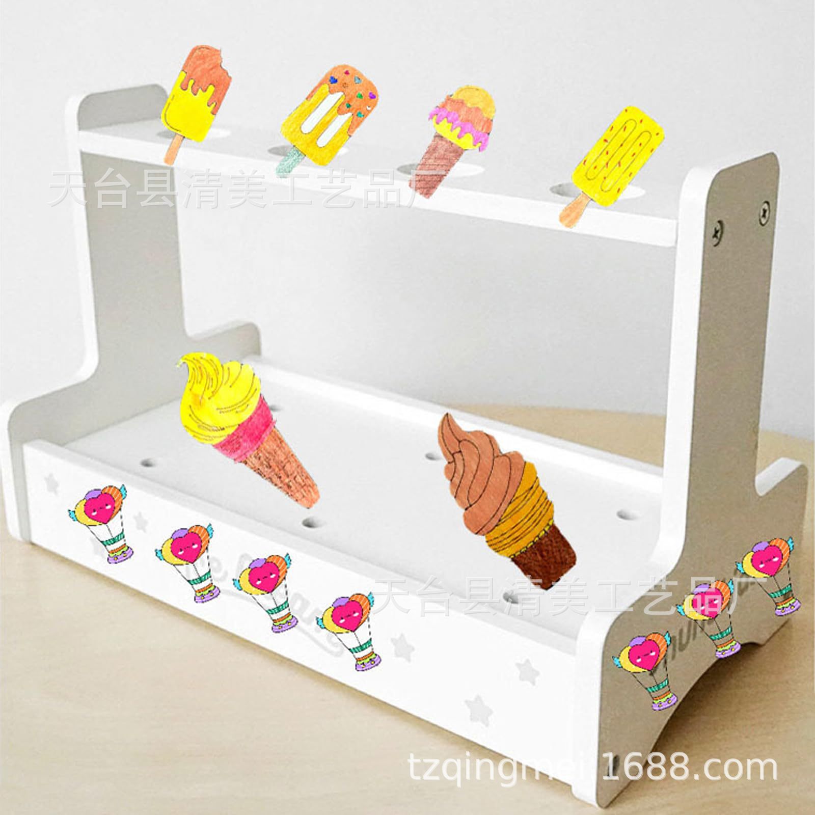 14 Verano de madera en blanco graffiti Tarjeta de madera decoración de helado pintura infantil helado artesanía de madera chip colgante