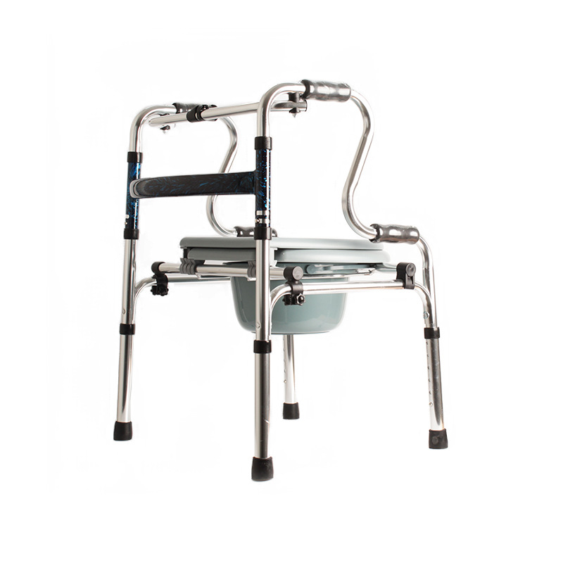 asistente de andadura de aleación de aluminio asistente de andadura de ancianos asistente de andadura de pie marco de muletas de rehabilitación plegable asiento de desplazamiento