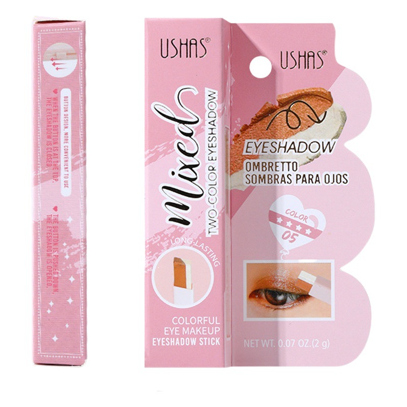 Lápiz de sombra de ojos bicolor estilo popular transfronterizo USHAS con empaque