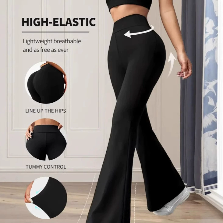 Женские расклешенные леггинсы с высокой талией