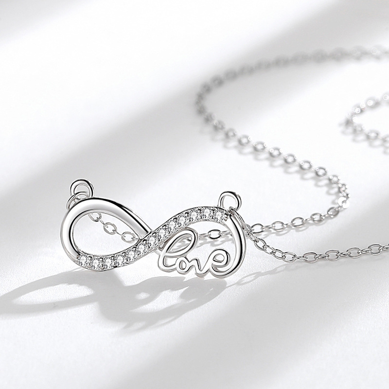 S925 lazo de plata Amor collar de las mujeres de moda transfronteriza estilo europeo y americano diseño sentido amor clavícula cadena diamante