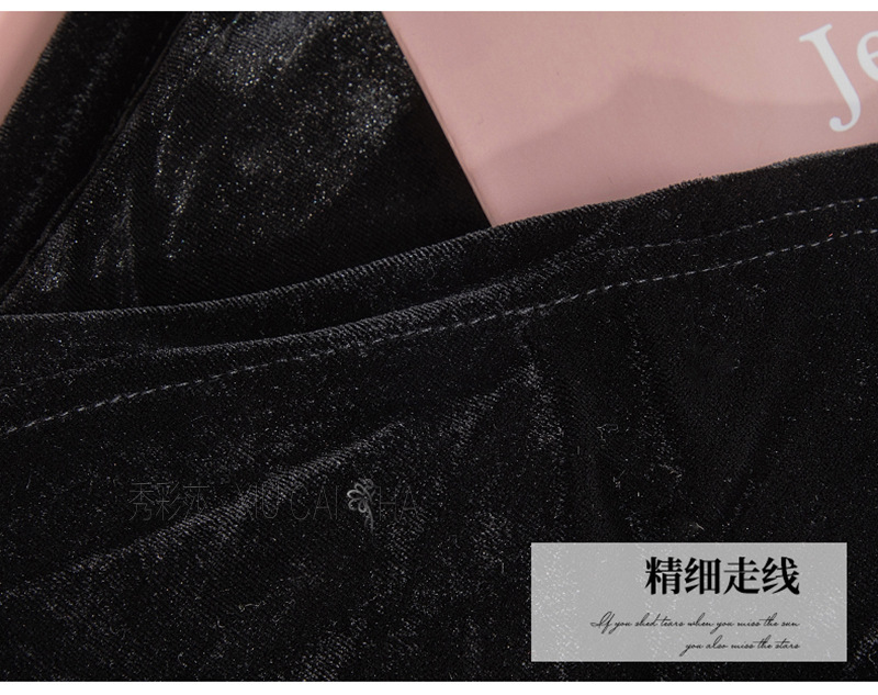 Embroidered Velvet Cheongsam Lingerie Set with Thong, Roleplay Uniform, One Size — detail image 17