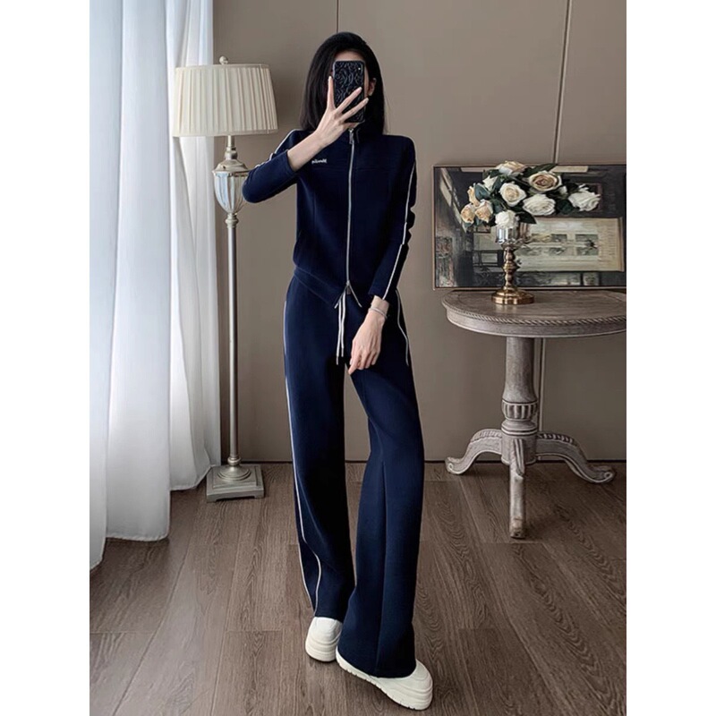 欧货潮牌休闲运动套装女2025秋洋气减龄显瘦开衫上衣阔腿裤两件套|undefined