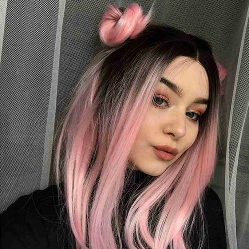 European and American wigs for women, African fashion black gradient brown bob, medium-parted short straight hair, chemical fiber wigs for women