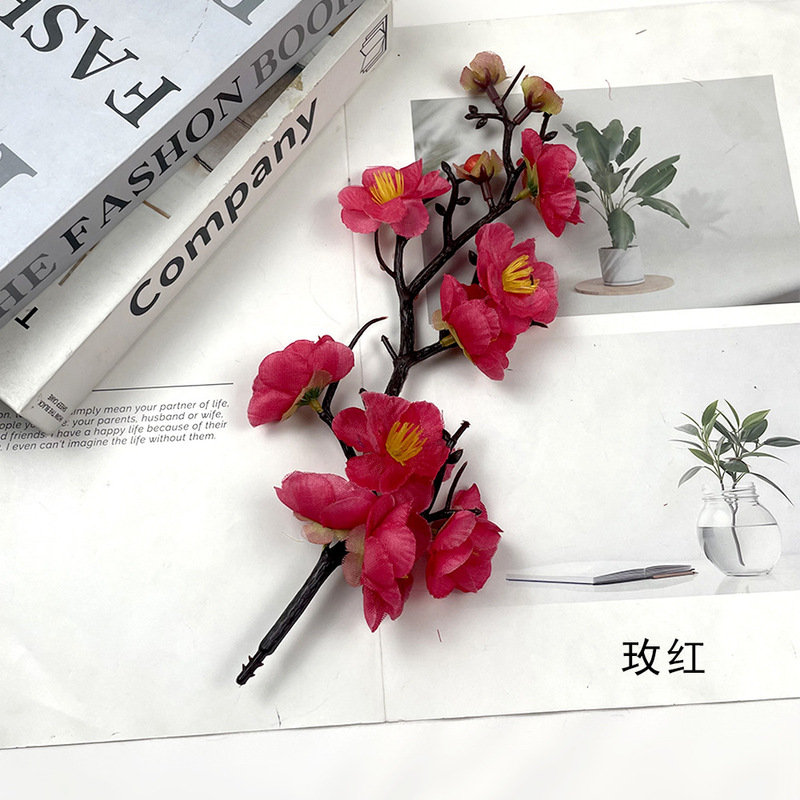 仿真腊梅枝桃花 中式diy祝寿蛋糕寿宴小摆件婚礼堂花艺道具小摆件|undefined