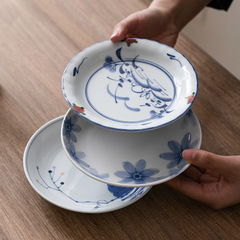 日本進口餐盤印花甜點蛋糕碟腸粉網紅盤子家用菜碟創意家用陶瓷