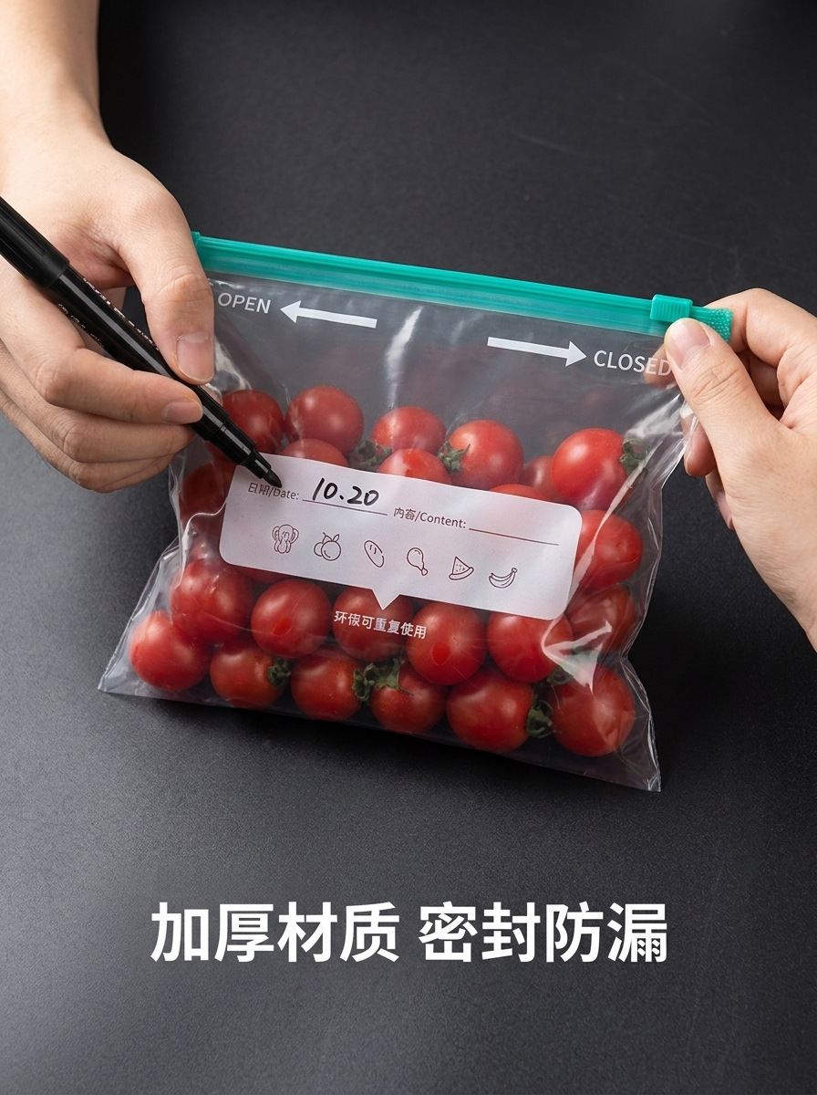 Cross-border thickened fresh-keeping sealed bag household ziplock self-sealing plastic packaging bag refrigerator freezer special sealed