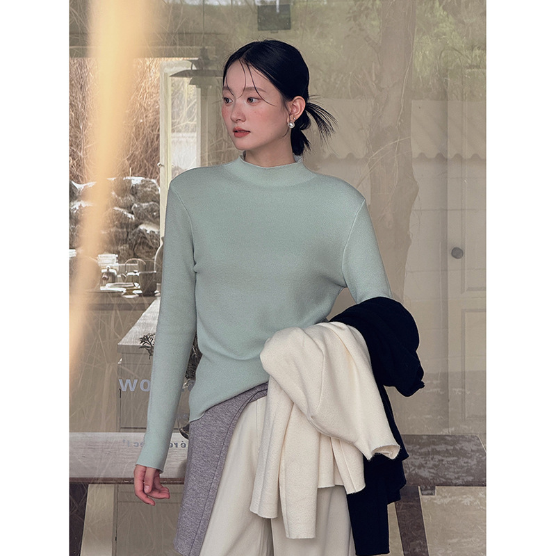 【命を守る一体パイル7色】歌铭半高襟インナーシャツ冬新作ニットセーターJ547B