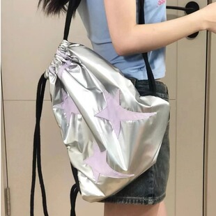 y2k Star Drawstring Backpack 2023 Summer New Trendy Brand Fashion Commuter Bag High-looking School Bag for Women