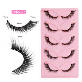 跨境狐系假睫毛胶水款 青岛欧美卷翘立体猫眼风硬梗假睫毛工厂