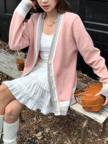 跨境外贸欧美2025秋冬针织开衫毛衣外套法式宽松慵懒上衣韩系女装|undefined