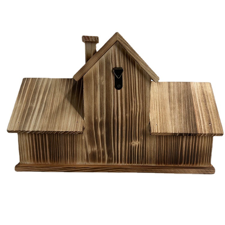 Nido de pájaro de madera transfronteriza madera maciza decoración de la casa del pájaro pastoral Nido de Pájaro al aire libre Villa jardinería colgante alimentador de aves al por mayor image 6
