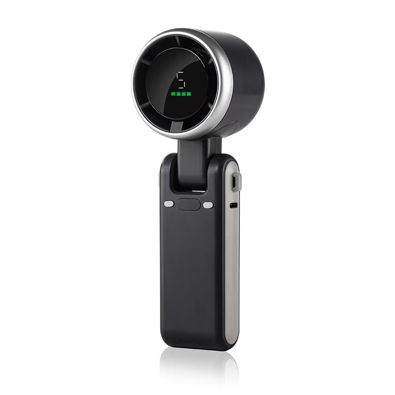 High Speed Handheld Mini Fan With USB Portable Folding Neckband Turbine Design Short Battery Life N607_voghion.com